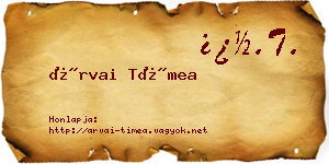 Árvai Tímea névjegykártya